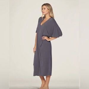Barefoot Dreams Luxe Milk Jersey Midi Caftan One Size Grey Graphite lightweight